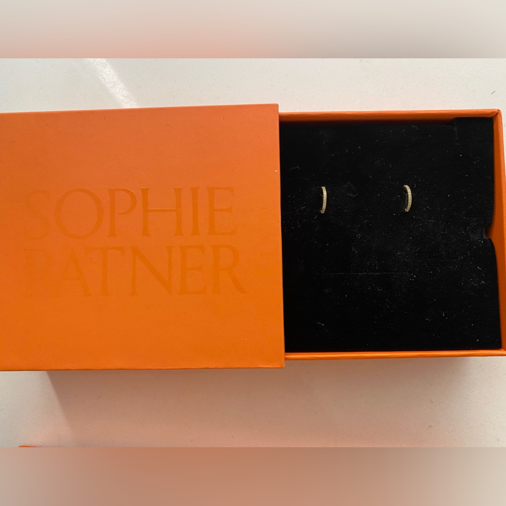 Sophie Ratner 8mm Pave Huggies in 14k Yellow Gold Diamonds